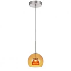 5.5 in. Amber Clear Metal and Glass Indoor Pendant with Integrated LED by CAL Lighting