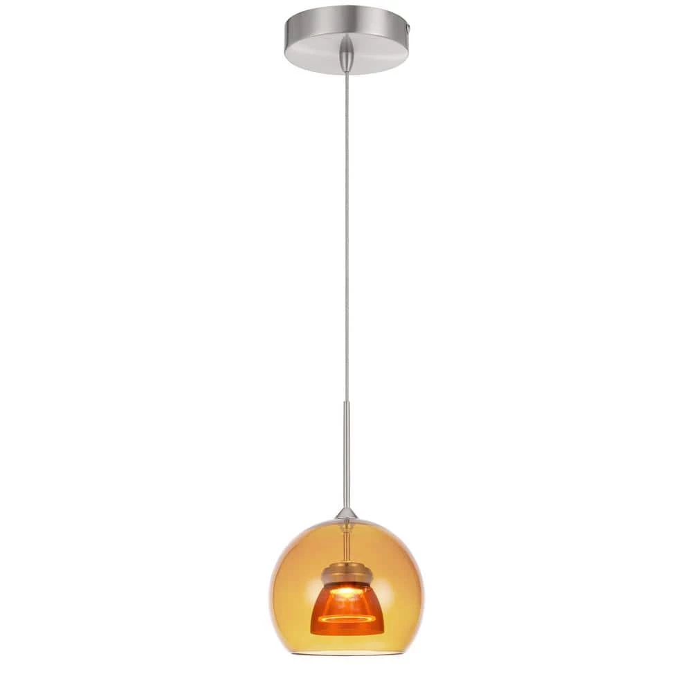 5.5 in. Amber Clear Metal and Glass Indoor Pendant with Integrated LED by CAL Lighting
