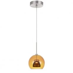 5.5 in. Integrated LED Amber Smoke Clear Metal and Glass Indoor Pendant by CAL Lighting