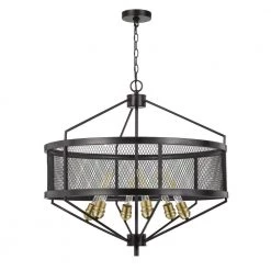 Halle 29 in. H 6-Light Antique Brass/Black Metal Chandelier by CAL Lighting