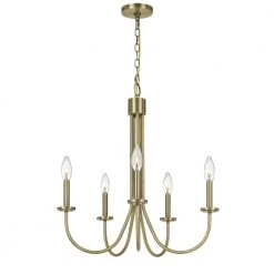 Spiez 26.63 in. H 5-Light Antique Brass Metal Chandelier by CAL Lighting