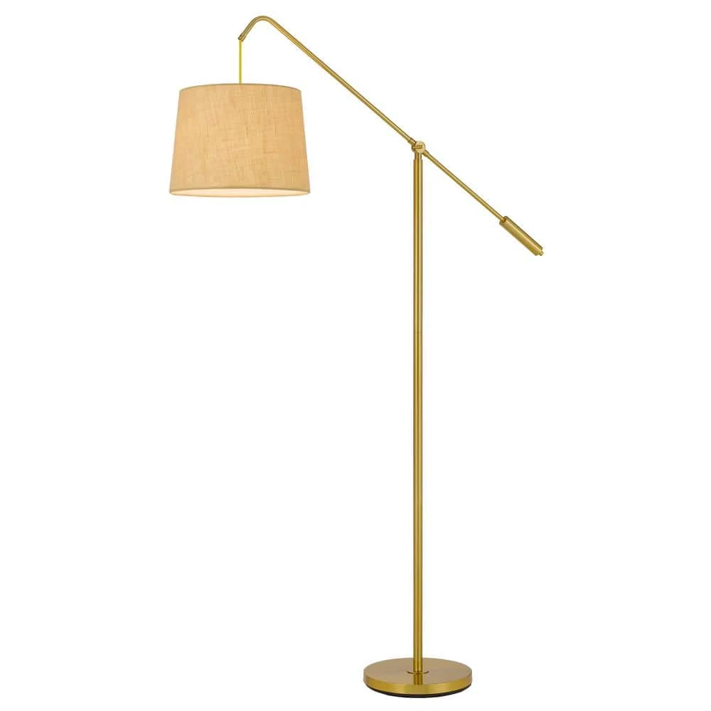 60 in. Antique Brass Floor Lamp with Burlap Shade by CAL Lighting - Image 2