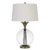 Moxee 30 in. Antique Brass Metal and Glass Table Lamp with Fabric Shade by CAL Lighting