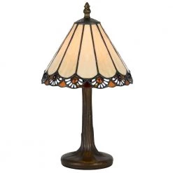 13 in. Antique Bronze Metal Table Lamp with Tiffany Glass Shade by CAL Lighting