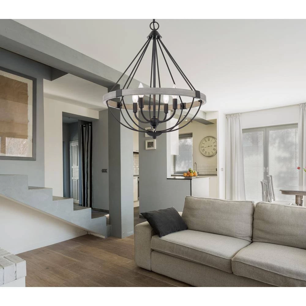 Somersworth 4-Light Black Metal Chandelier by CAL Lighting - Image 2