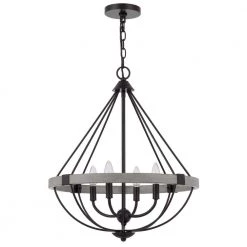 Somersworth 4-Light Black Metal Chandelier by CAL Lighting