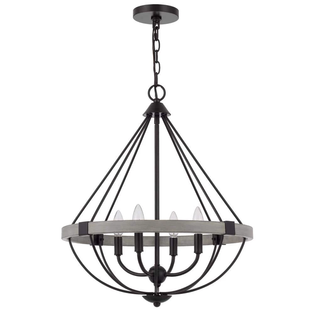 Somersworth 4-Light Black Metal Chandelier by CAL Lighting