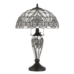 Tiffany 24.5 in. H Black Metal and Glass Table Lamp by CAL Lighting