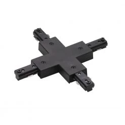 0.8 in. H Black Single Circuit X-Shape Metal Track Lighting Connector by CAL Lighting