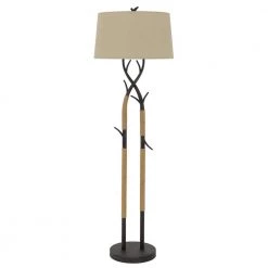 60 in. Black Iron Finish Metal Tree Branch Floor Lamp with Linen Shade by CAL Lighting