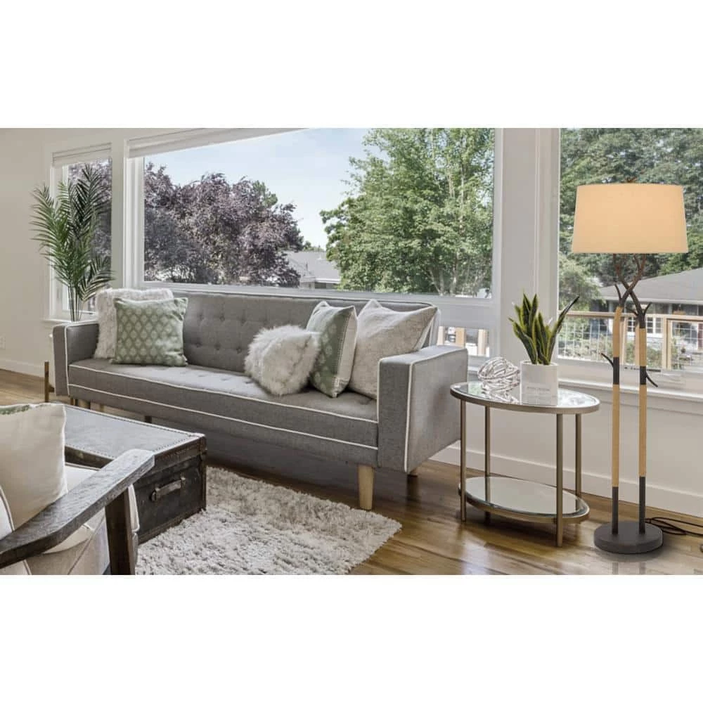 32 in. Black Iron Tree Branch Table Lamp with Linen Shade by CAL Lighting - Image 2