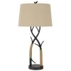32 in. Black Iron Tree Branch Table Lamp with Linen Shade by CAL Lighting