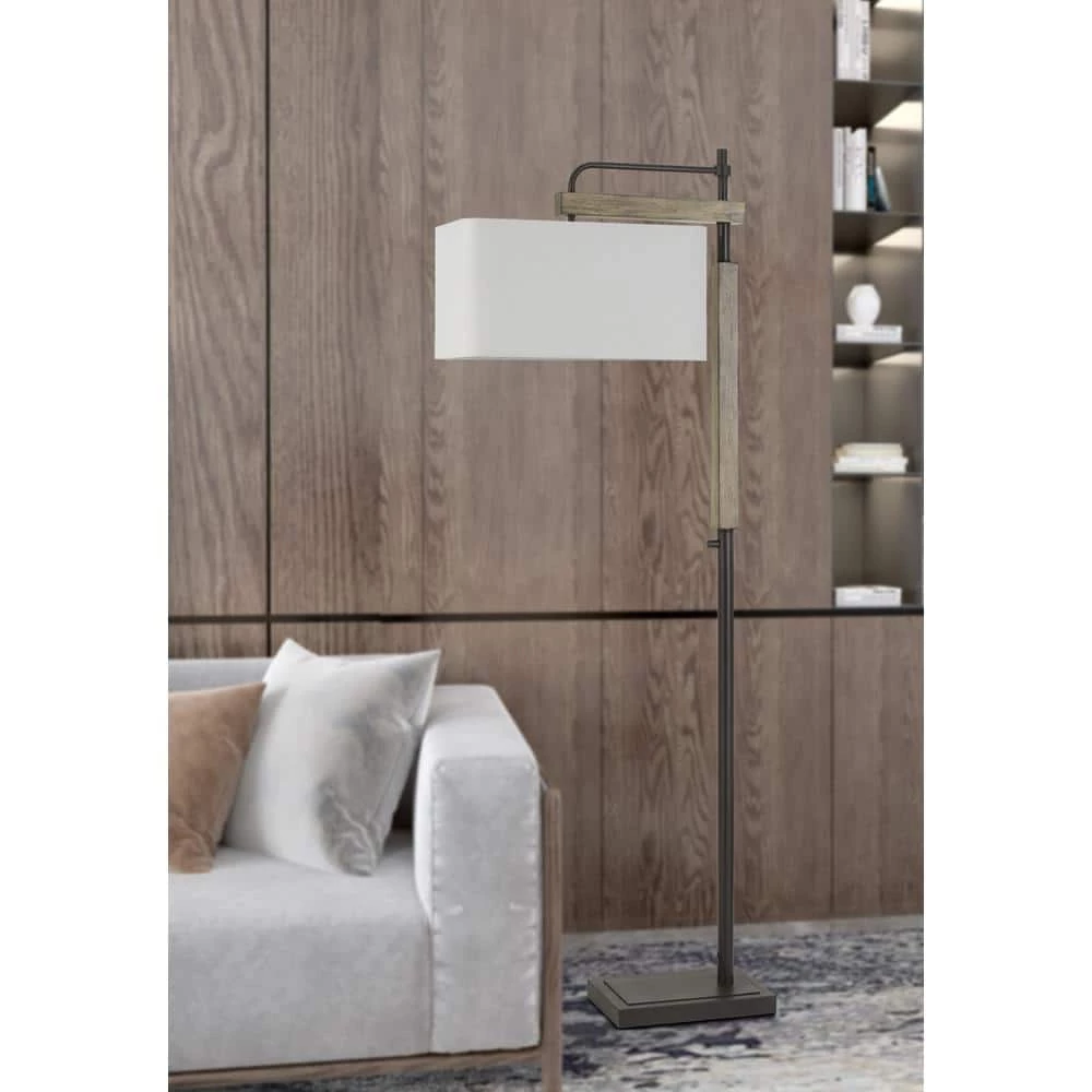 64 in. Bronze Metal Floor Lamp with Rectangular Linen Shade by CAL Lighting - Image 2