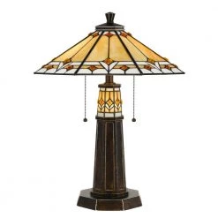 24 in. Bark Bronze Metal Table Lamp with Tiffany Glass Shade by CAL Lighting