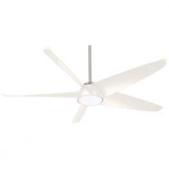 Ellipse 60 in. Integrated LED Indoor Brushed Nickel White Blades Smart Ceiling Fan with Light and Remote Control by MINKA-AIRE