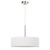 14 in. H Integrated LED Brushed Steel Metal and Fabric Pendant with Off White Shade by CAL Lighting
