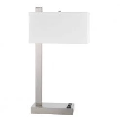 25 in. Brushed Steel Metal Desk Lamp with 1 Power Outlet by CAL Lighting