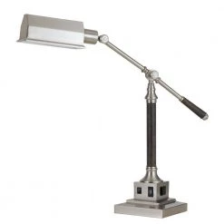 36 in. Brushed Steel Finish Metal Desk/Table Lamp with USB Port and Grounded Outlet by CAL Lighting