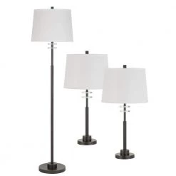 3-Piece Unipac Metal Table Lamp Set with 59 in. H Floor Lamp and 28 in. H Table Lamp in Dark Bronze Finish by CAL Lighting