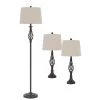 3-Piece Unipac Metal Table Lamp Set with 61 in. H Floor Lamp and 29 in. H Table Lamp in Armadillo Finish by CAL Lighting
