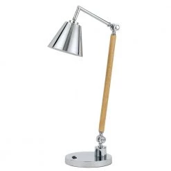23 in. Metal and Wood Desk/Table Lamp in Chrome Wood by CAL Lighting