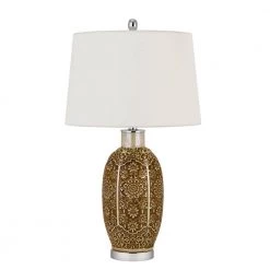 28.5 in. Cinnamon Ceramic Indoor Table Lamp with Shade by CAL Lighting