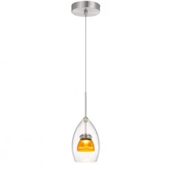 7 in. Integrated LED Clear Amber Clear Glass and Metal Pendant by CAL Lighting