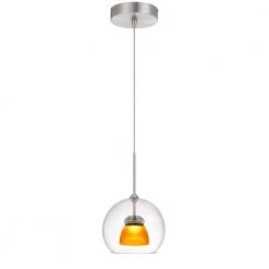 5.5 in. Integrated LED Clear Amber Frost Metal and Glass Indoor Pendant by CAL Lighting