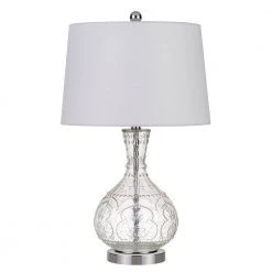 27 in. Clear Glass Indoor Table Lamp with Fabric Shade by CAL Lighting
