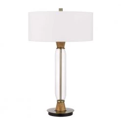 30 in. H Clear Glass Table Lamp With Wood Accents by CAL Lighting