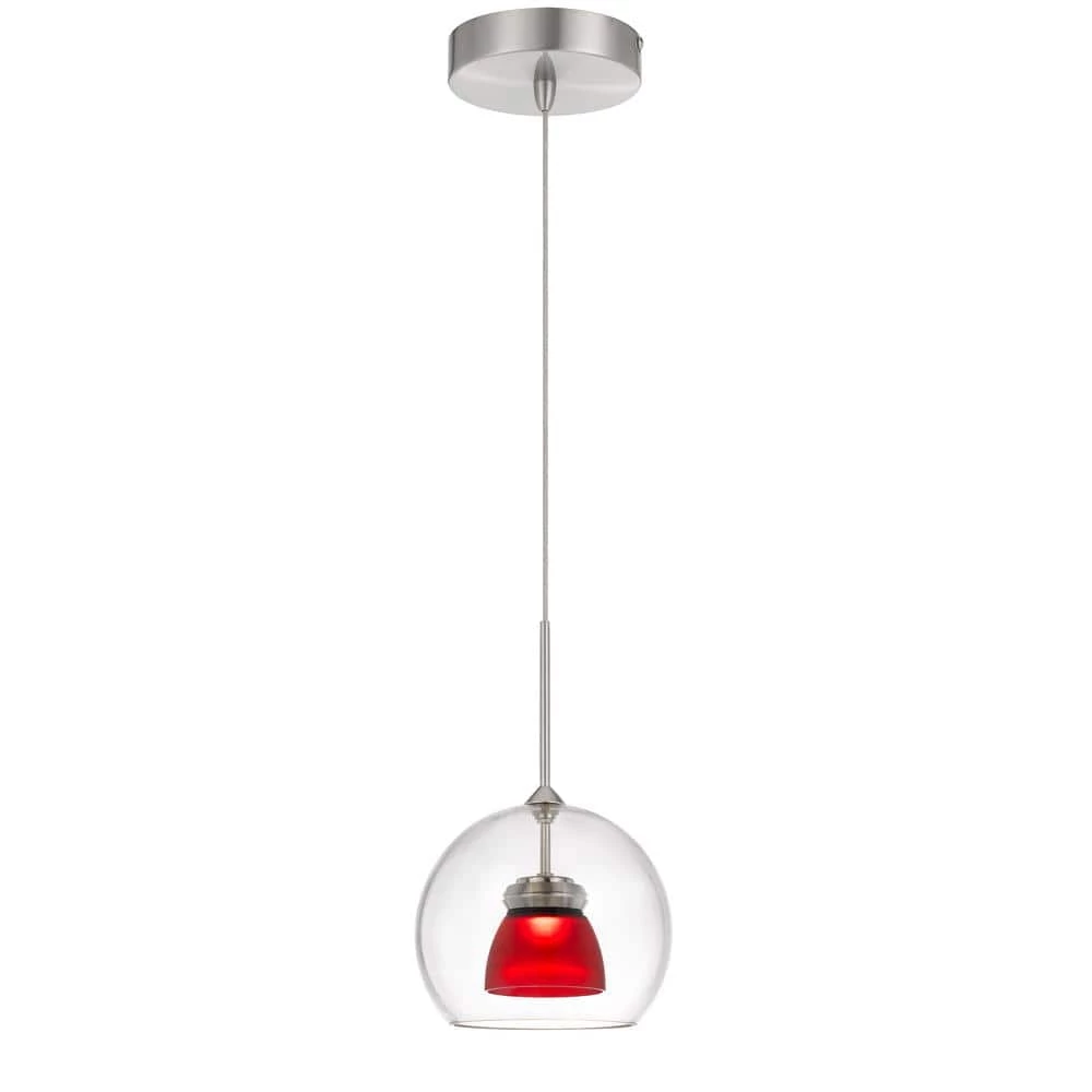 5.5 in. Integrated LED Clear Red Frost Metal and Glass Indoor Pendant by CAL Lighting