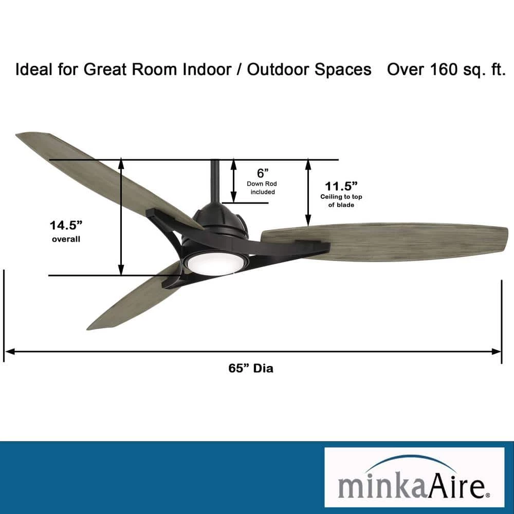 Molino 65 in. Integrated LED Indoor/Outdoor Coal Smart Ceiling Fan with Light and Remote Control by MINKA-AIRE - Image 3
