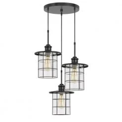 Silverton 3-Light Dark Bronze Pendant Light with Glass Shade by CAL Lighting