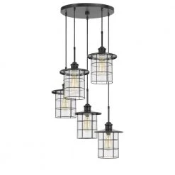 Silverton 5-Light Dark Bronze Pendant Light with Glass Shade by CAL Lighting