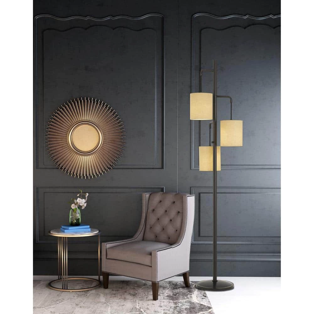 72 in. H Dark Bronze Kirkwall Metallantern Floor Lamp with Fabric Shade by CAL Lighting - Image 2