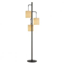 72 in. H Dark Bronze Kirkwall Metallantern Floor Lamp with Fabric Shade by CAL Lighting