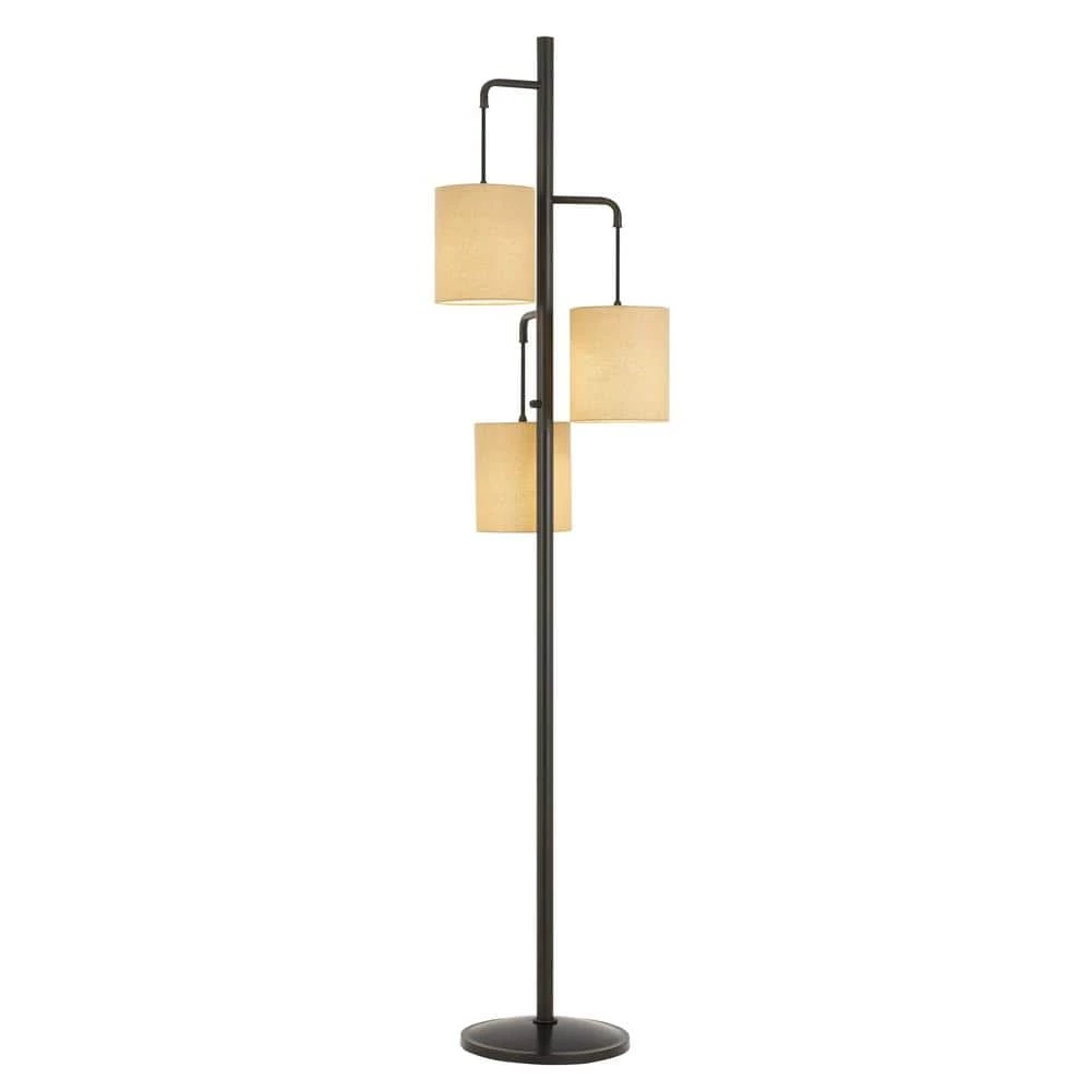 72 in. H Dark Bronze Kirkwall Metallantern Floor Lamp with Fabric Shade by CAL Lighting