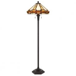 59.25 in. Dark Bronze Metal and Resin Floor Lamp with Glass Tiffany Shade by CAL Lighting