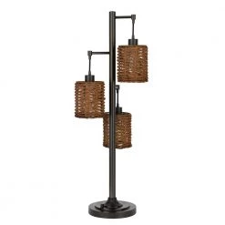 Connell 37 in. Dark Bronze Metal Table Lamp with Handmade Rattan Shades by CAL Lighting