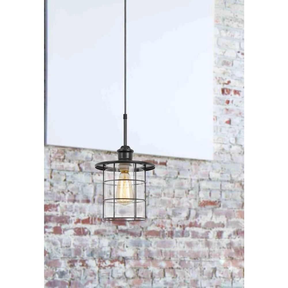 Silverton 1 Light Dark Bronze Pendant Light with Glass Shade by CAL Lighting - Image 2