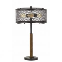 27 in. Dark Bronze Metal and Wood Table Lamp by CAL Lighting