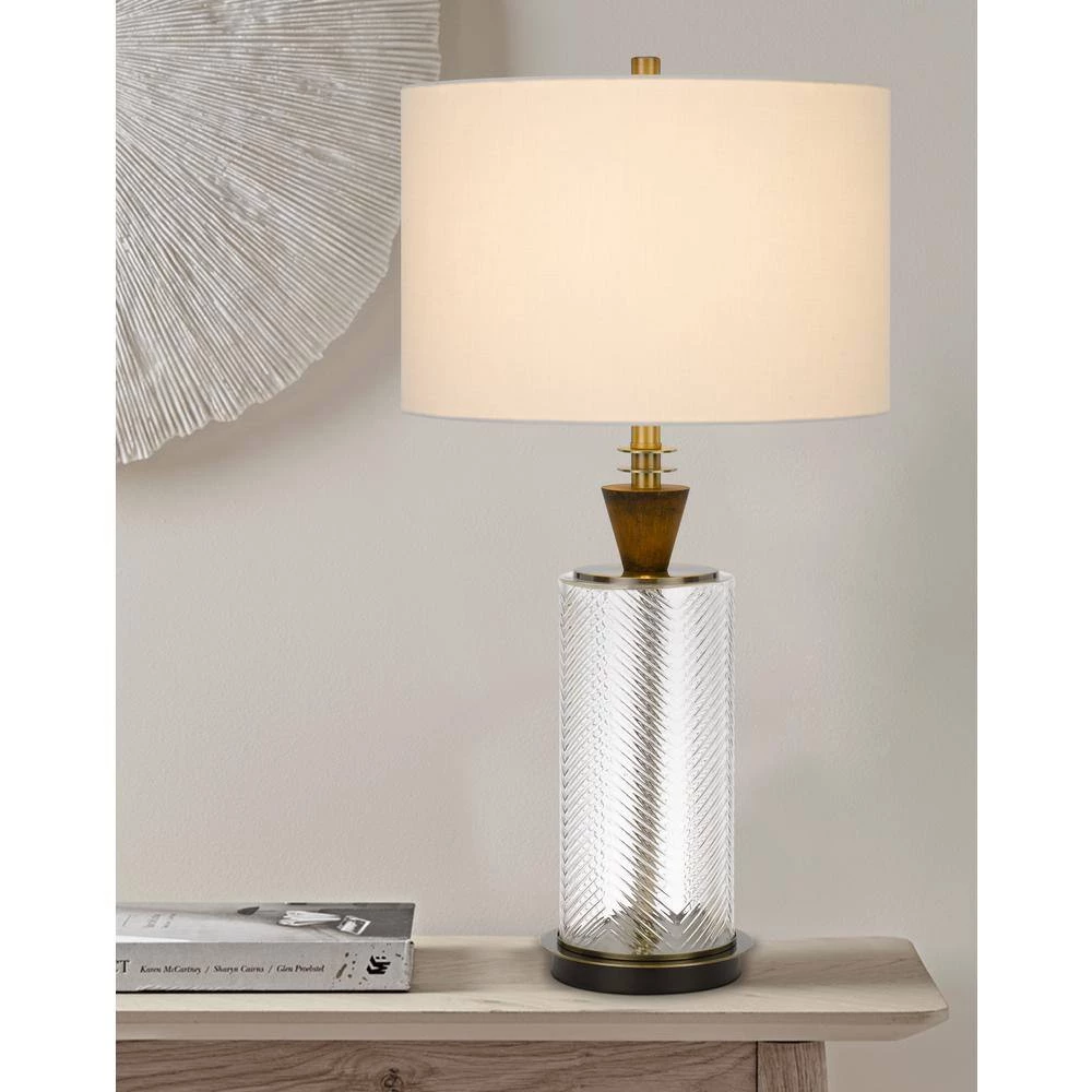 30 in. H Dark Bronze Metal and Glass Table Lamp with Wood Font by CAL Lighting - Image 2