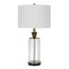 30 in. H Dark Bronze Metal and Glass Table Lamp with Wood Font by CAL Lighting