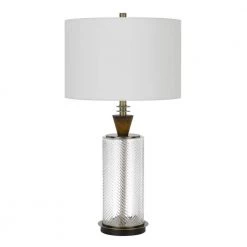 30 in. H Dark Bronze Metal and Glass Table Lamp with Wood Font by CAL Lighting