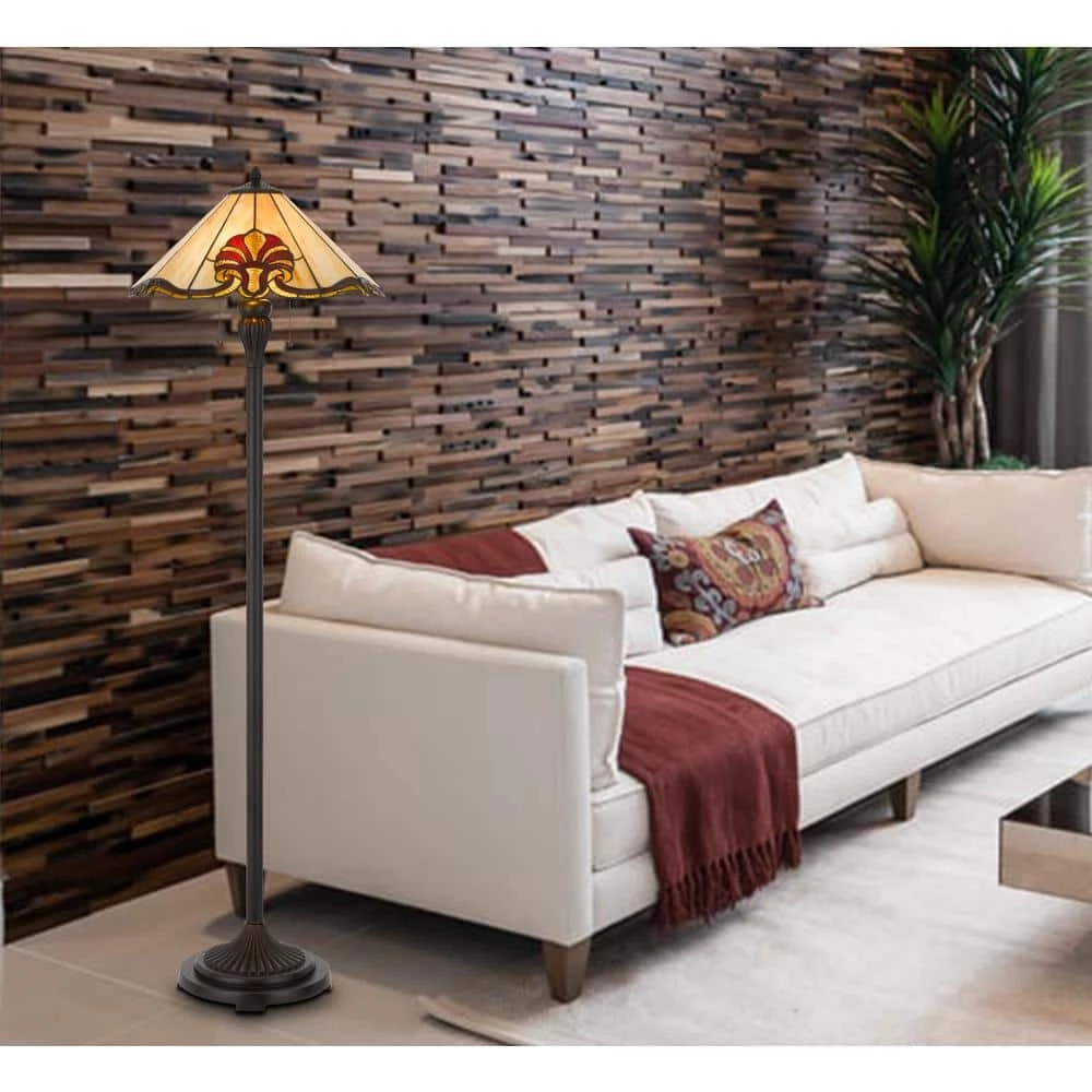 19.5 in. Dark Bronze Resin Table Lamp with Tiffany Shade by CAL Lighting - Image 2