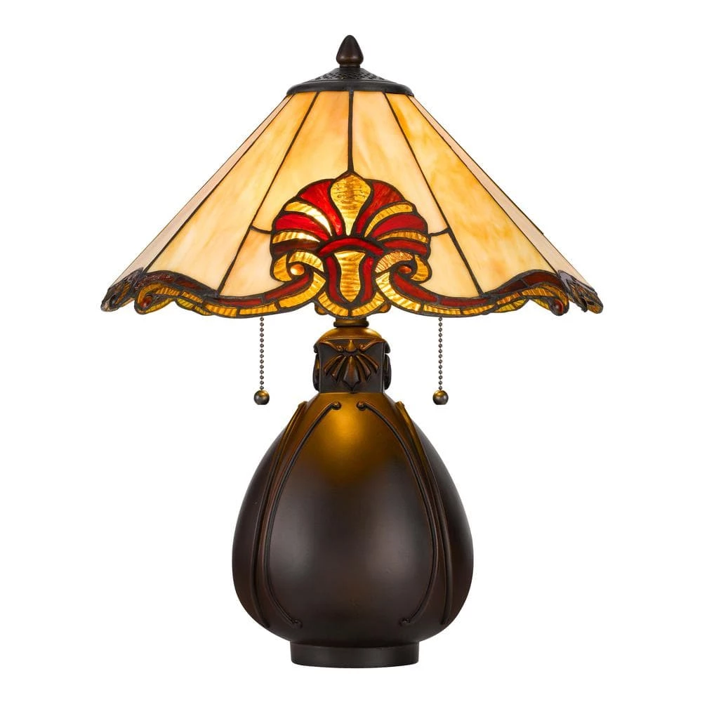19.5 in. Dark Bronze Resin Table Lamp with Tiffany Shade by CAL Lighting