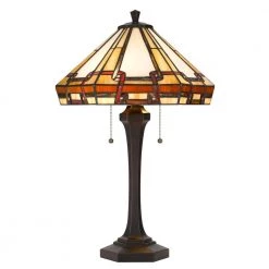 24.5 in. Dark Bronze Resin and Metal Table Lamp with Tiffany Shade by CAL Lighting