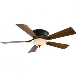 Delano II 52 in. LED Indoor Dark Restoration Bronze Flush Mount Ceiling Fan with Light and Wall Control by MINKA-AIRE