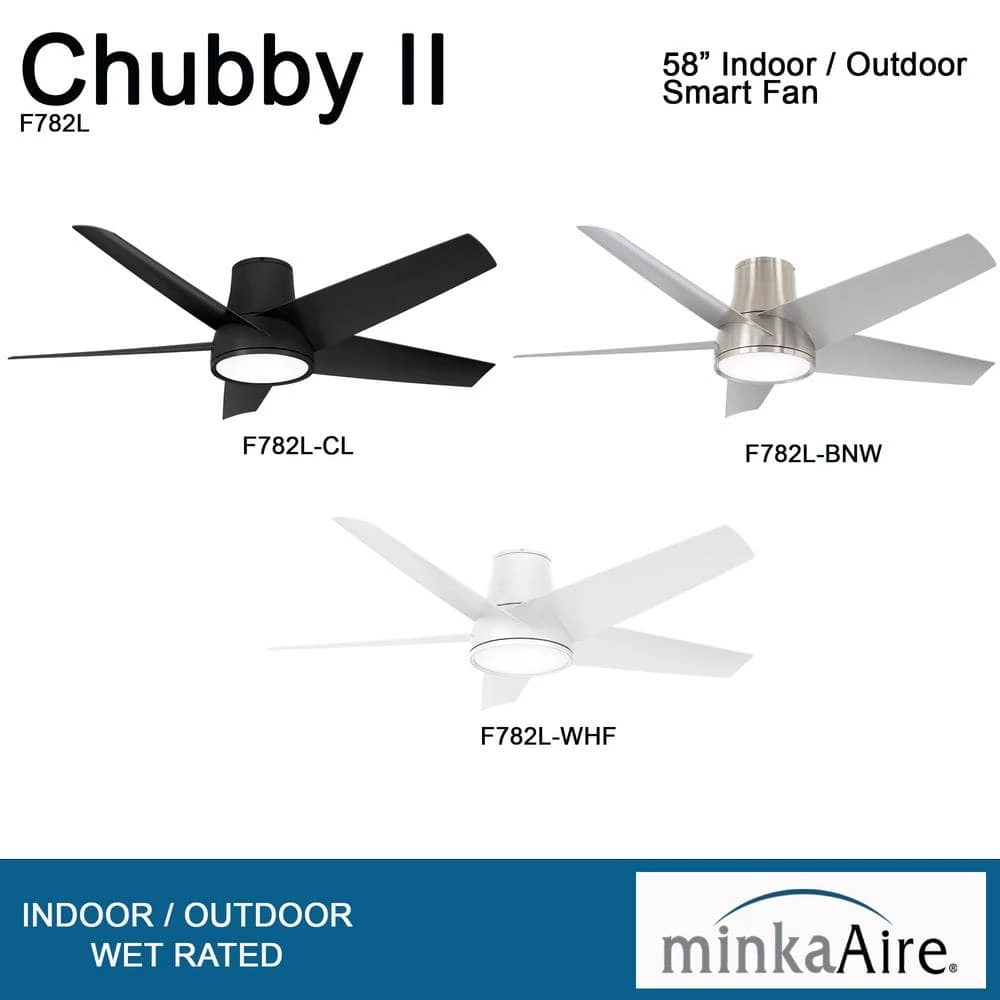 Chubby 58 in. Integrated LED Indoor/Outdoor Flat White Smart Ceiling Fan with Remote Control by MINKA-AIRE - Image 9