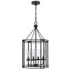 Luton Cage 4-Light Iron Metal Chandelier with Clear Cylinder Glass Shades by CAL Lighting